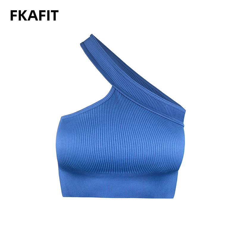 Yoga Fitness Tapis - 女性用の通気性のあるニットブラ,セクシーなワンショルダースポーツブラ,パッド入りの下着,ジム,フィットネス用