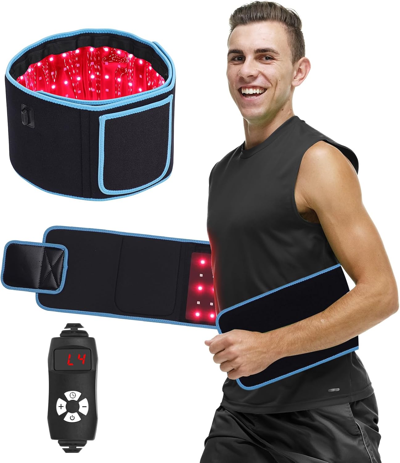 Weight Lifting Belt - LED 光線療法マッサージベルト赤色光温湿布 850nm 660nm ボディシェイピング減量とリラクゼーション腰痛緩和