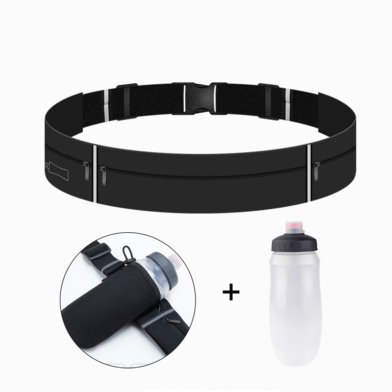 Weight Lifting Belt - ランニングベルトウエストバッグ ウォーターボトル付き 550ml 女性用スポーツファニーパック 男性用電話ポーチ ジョギングジムバッグ