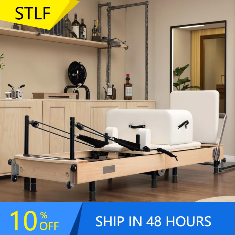 Yoga Fitness Pilates Reformer - YTYIN 耐久性のある良質なボディピラティス・リフォーマーセット、プロ仕様のヨガフィットネス木製ピラティス・マシンベッドと椅子、家庭用器具
