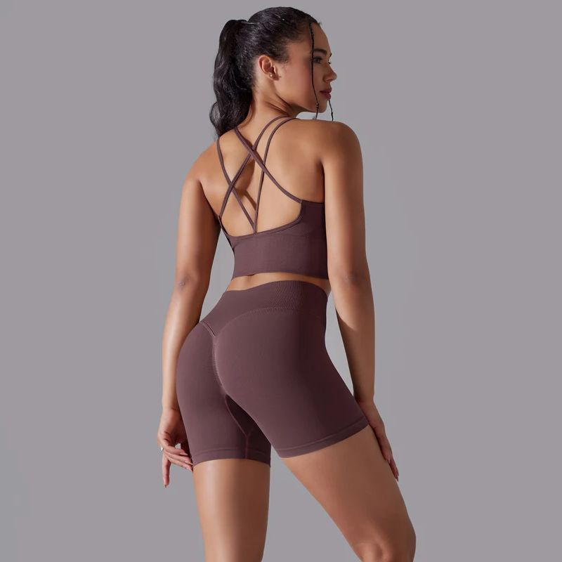 Yoga Fitness Kleidung - 女性のためのシームレスなヨガトラックスーツ,セクシーなスポーツウェア,ランニング,トレーニングウェア,ジムウェア,レギンス,ブラ,フィットネススーツ,2個