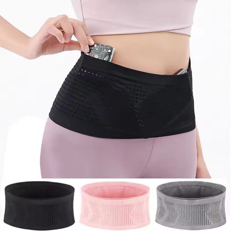 Weight Lifting Belt - シームレスな目に見えないランニングウエストベルトバッグジムバッグ軽量目に見えない携帯電話バッグポータブル弾性ランニングサイクリングバッグ