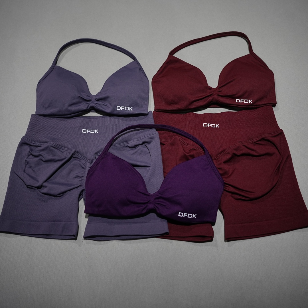 Yoga Fitness Kleidung - DFDK レディース シームレス 2ピース ジムセット レースアップ