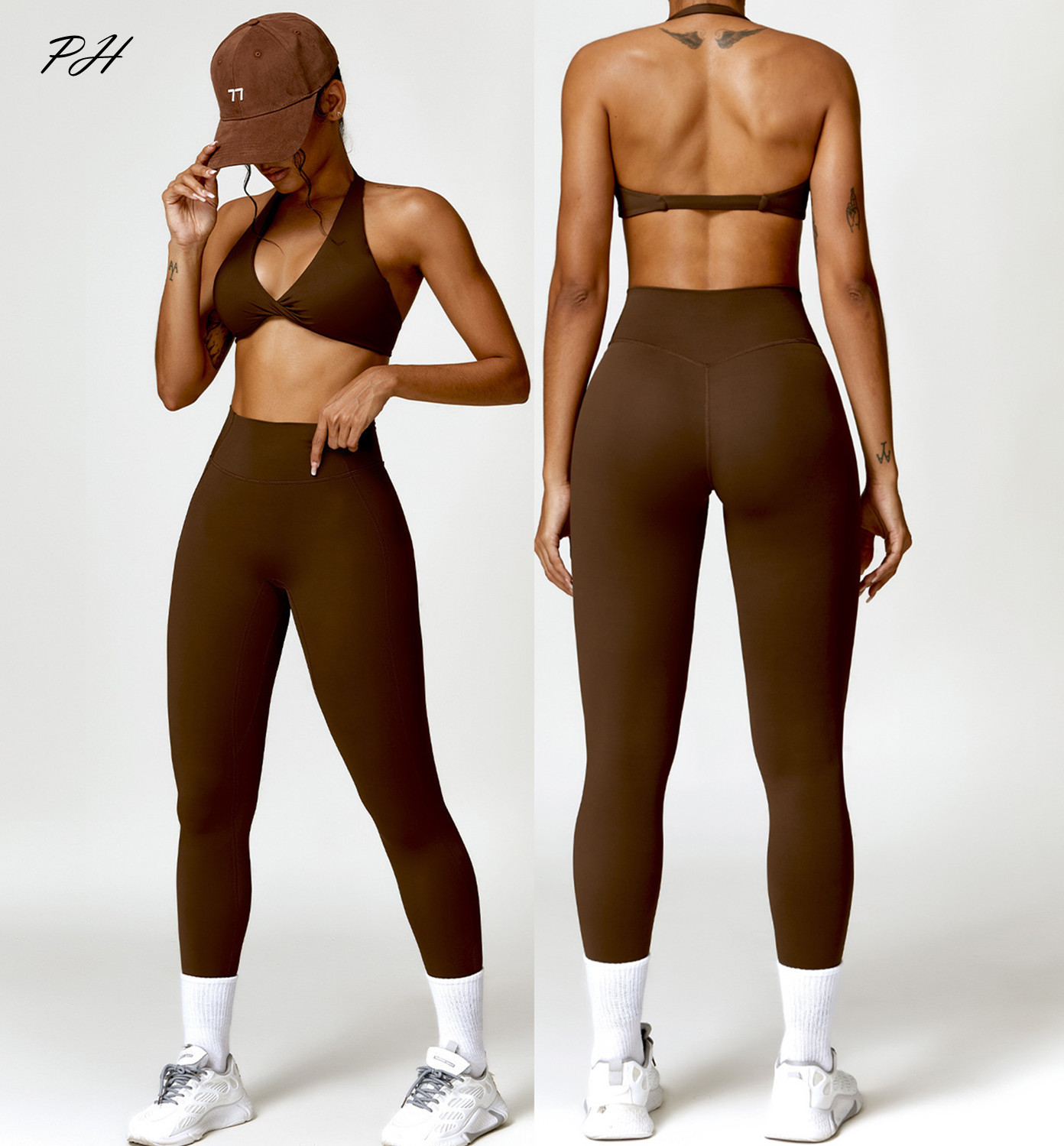 Yoga Fitness Kleidung - 女性用ツーピースヨガセット,トレーニングセット,腕立て伏せトラックスーツ,スポーツウェア,ブラとレギンス,ジム,フィットネス,ランニング,ヌード感覚