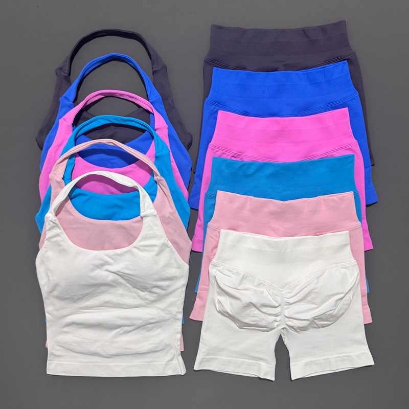 Yoga Fitness Kleidung - 2ピース ヒステロ スポーツセット レディース ネックホルター 耐衝撃