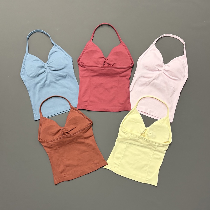 ジム女性用スポーツタンクトップ シームレス ホルターストラッ - Yoga Fitness Tapis のレビューと価格