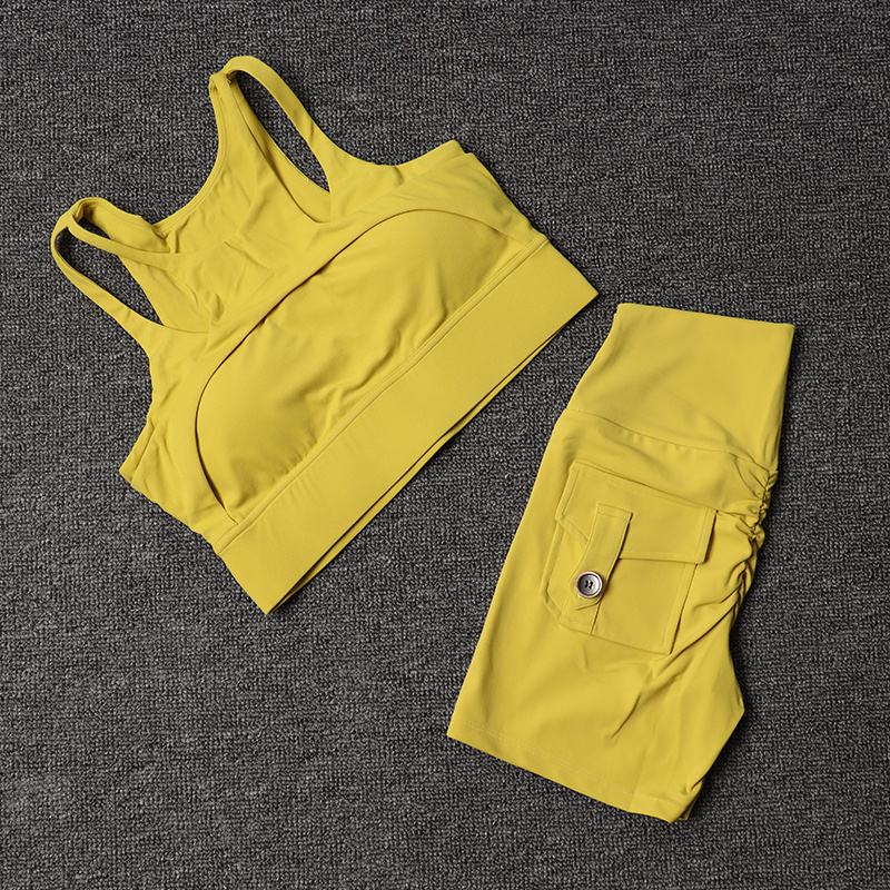 フィットネスショーツヨガセット女性のトラックスーツハイウエス - Yoga Fitness Kleidung のレビューと価格