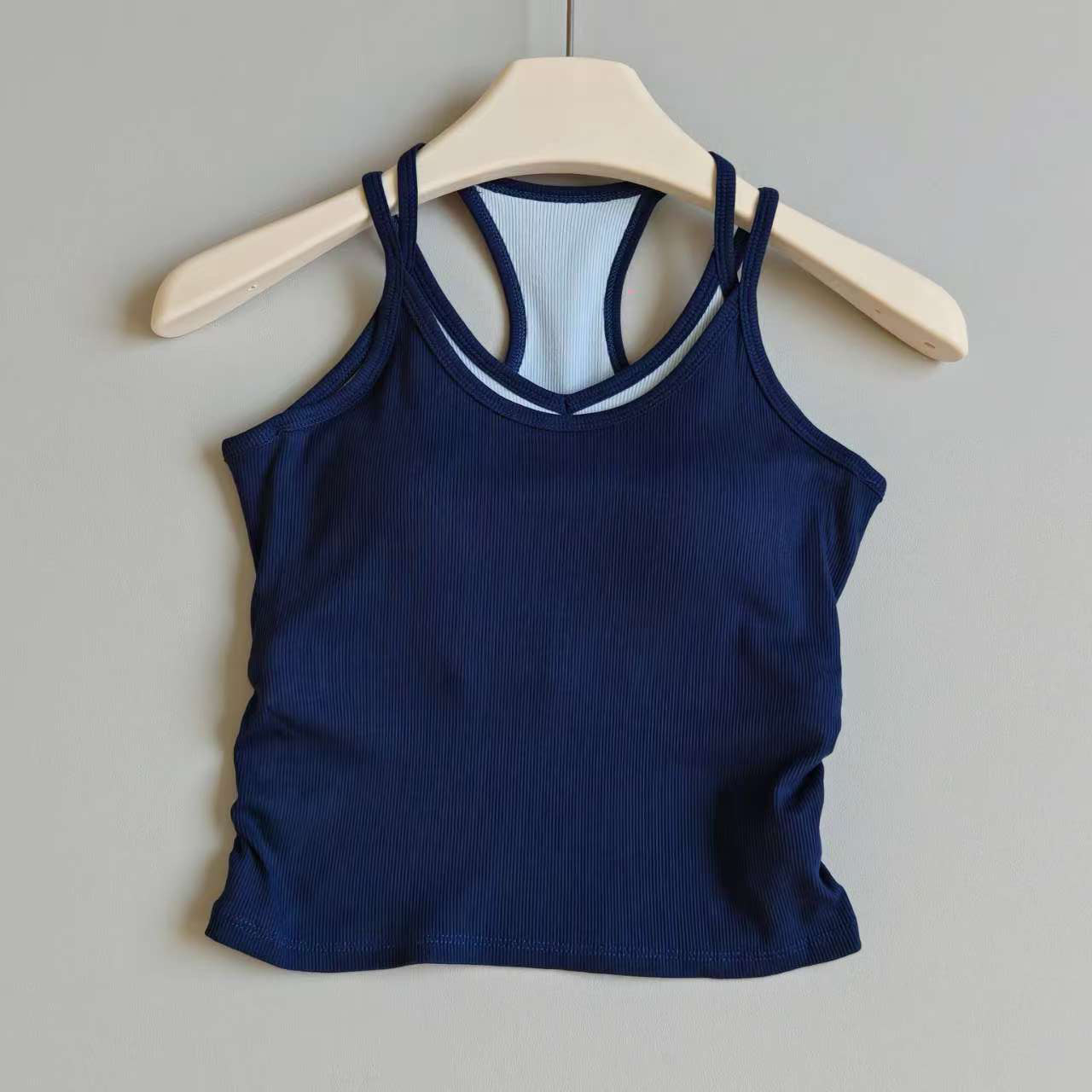 女性用コントラストカラーヨガベスト、耐衝撃性のある胸パッド付 - Yoga Fitness Tapis のレビューと価格