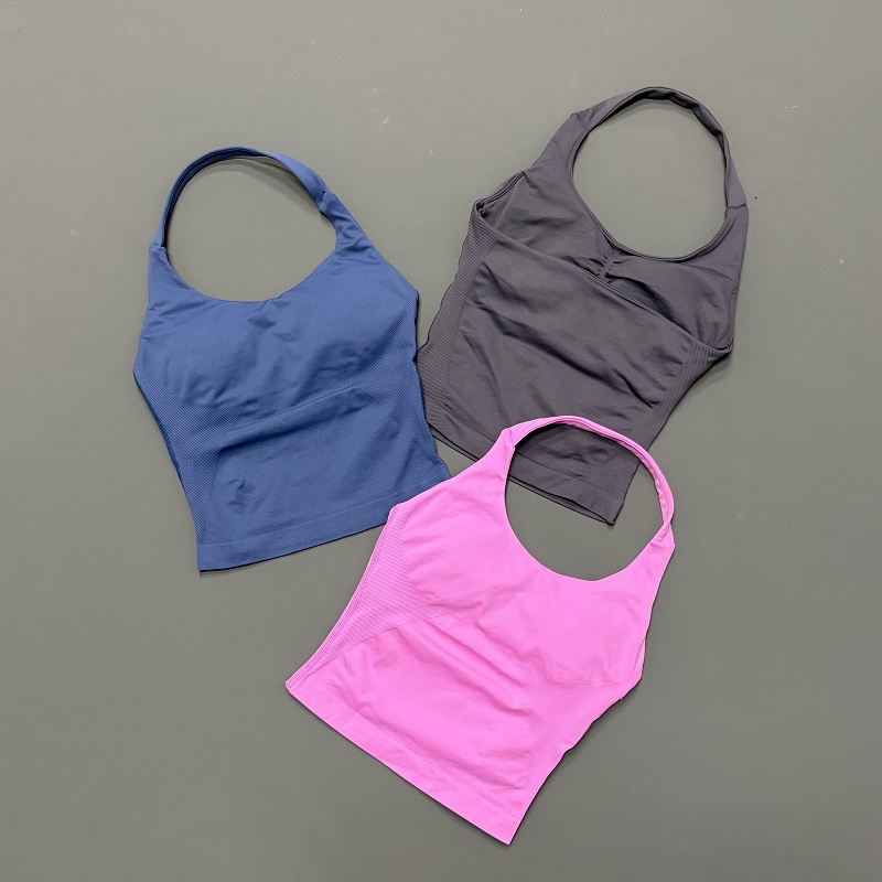 女性用ホルターネックスポーツトップ シームレスヨガタンクトッ - Yoga Fitness Tapis のレビューと価格