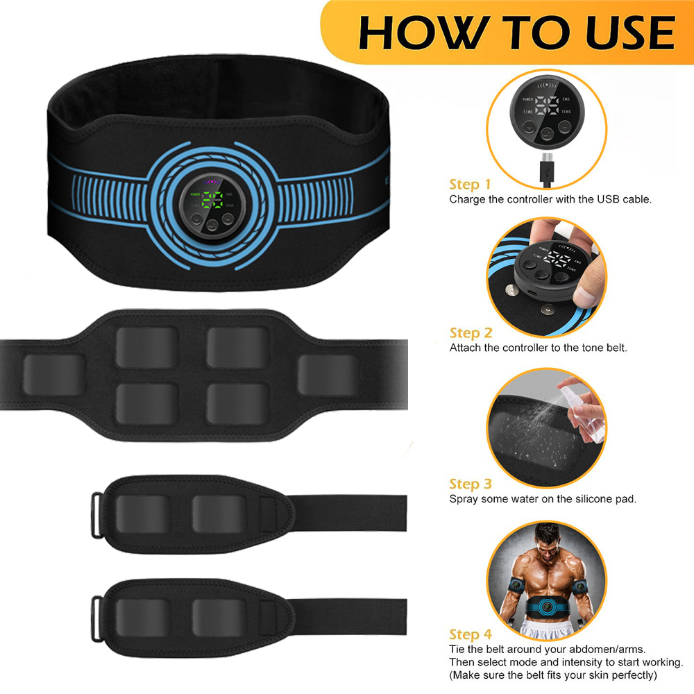 USB 充電式腹筋トレーナー腹部調色ベルト筋肉トナーウエスト - Weight Lifting Belt のレビューと価格
