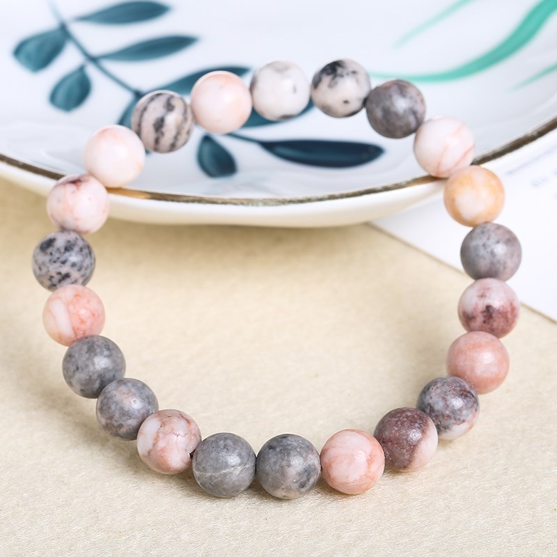 男性と女性のためのピンクのゼブラビーズブレスレット,天然石ビ - Yoga Fitness Tracker のレビューと価格