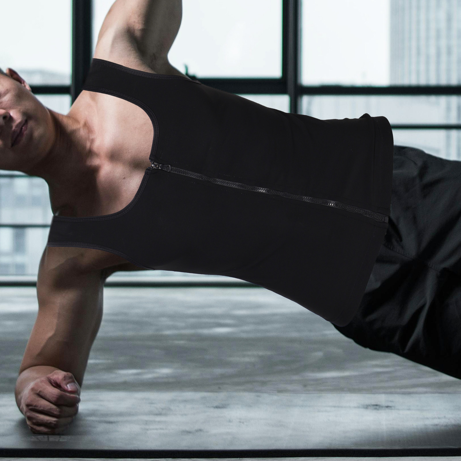 メンズスウェットベスト ジップアップ コンプレッション ワー - Yoga Fitness Trainer のレビューと価格