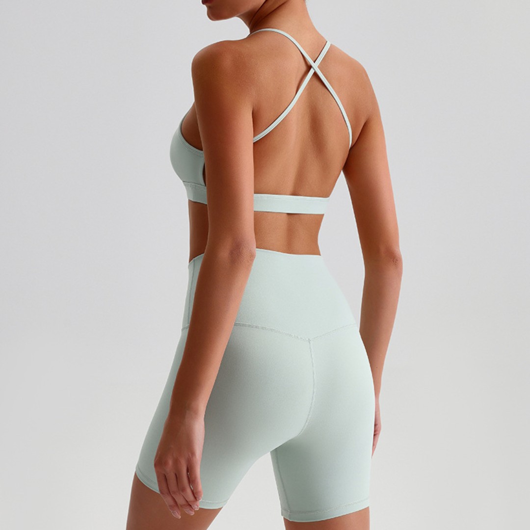 ソリッドカラーのハイインパクトソリッドジムヨガセットタイトレ - Yoga Fitness Kleidung のレビューと価格