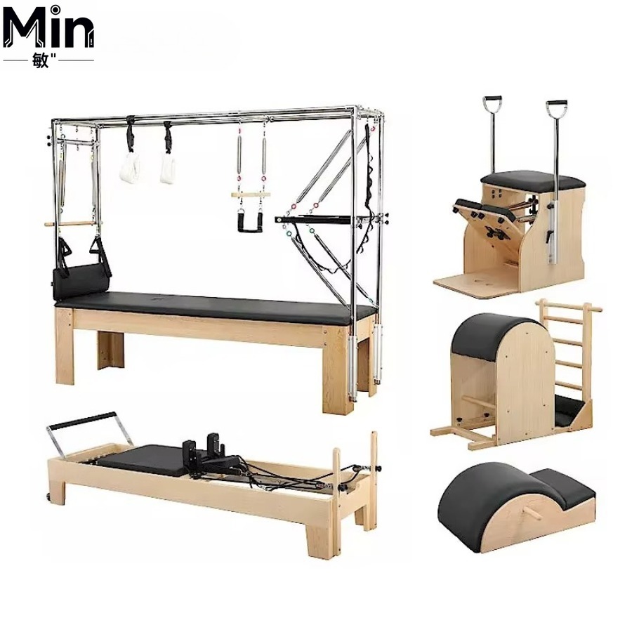5点セット木製ピラティスリフォーマートレーニングベッドヨガピ - Yoga Fitness Pilates Reformer のレビューと価格