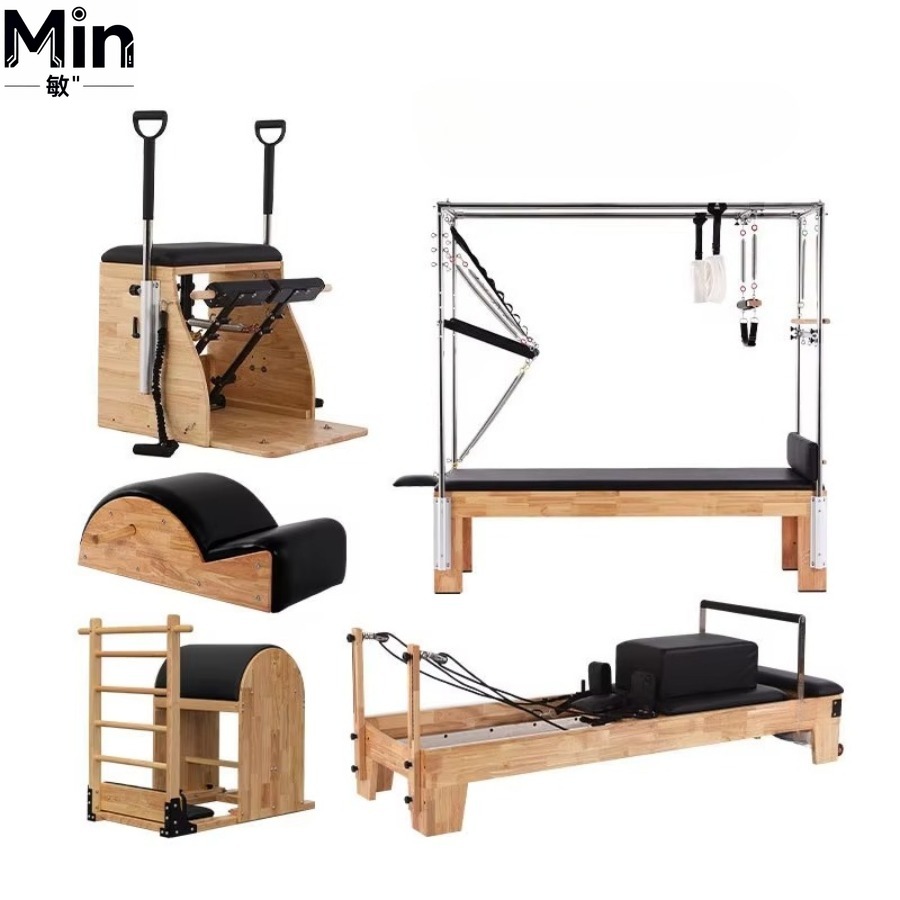 5点セット木製ピラティスリフォーマートレーニングベッドヨガピ - Yoga Fitness Pilates Reformer のレビューと価格