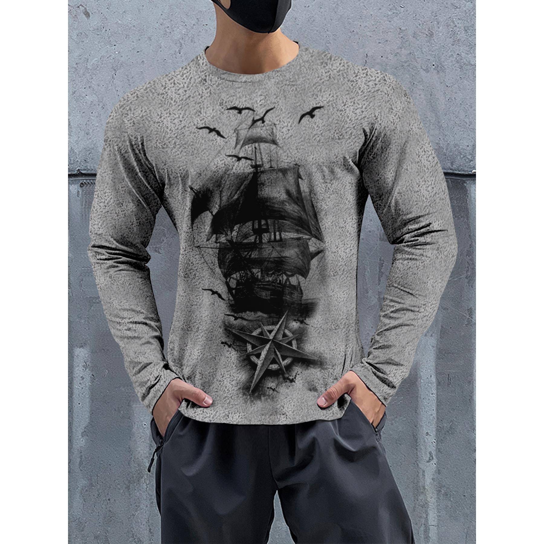 メンズカジュアルクルーネック長袖スポーツTシャツ、速乾性ゴル - Yoga Fitness Brand のレビューと価格
