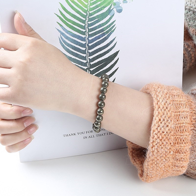 JD 天然黄鉄鉱ビーズブレスレット女性男性ヴィンテージチャー - Yoga Fitness Tracker のレビューと価格